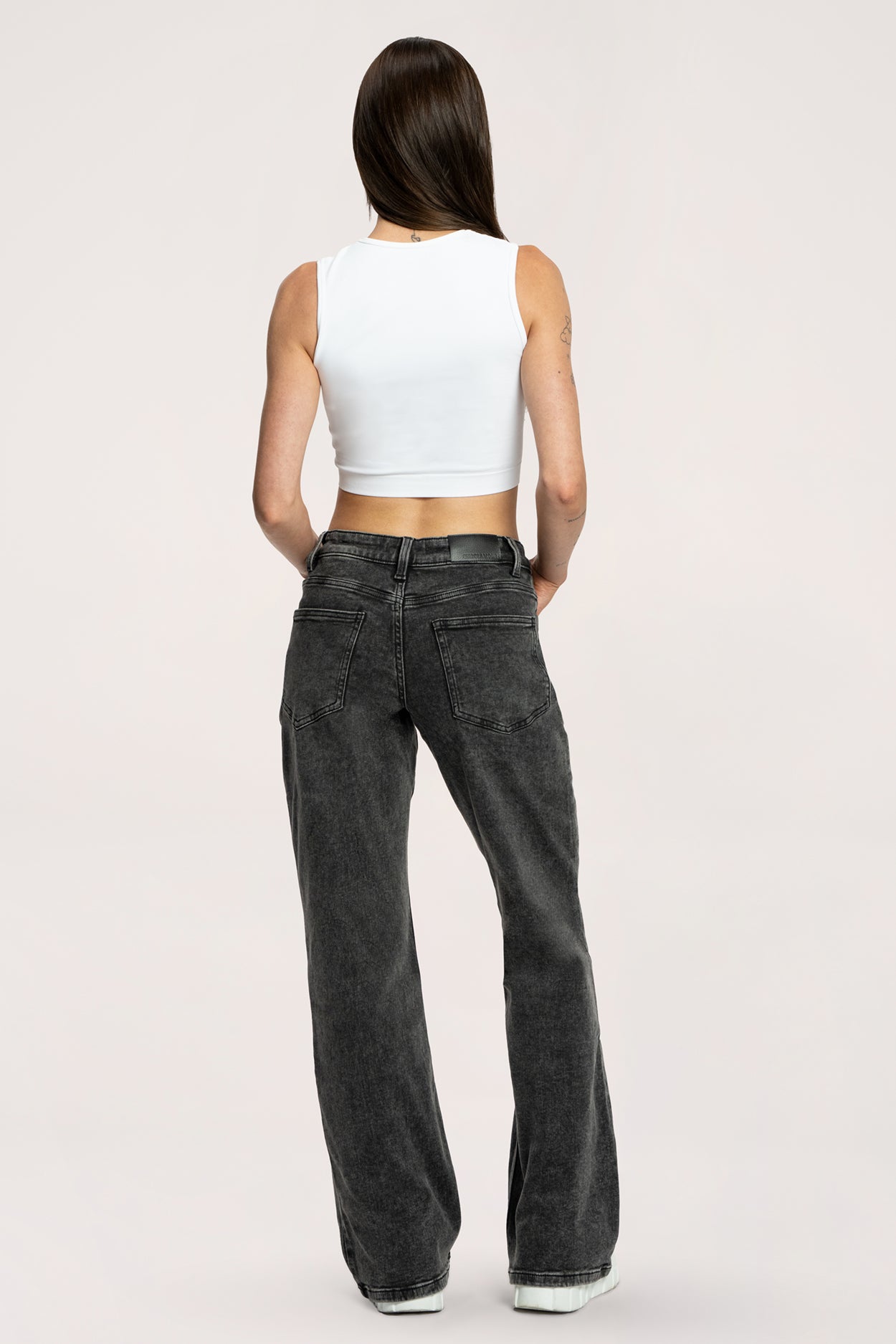 Jeansy wide z niskim stanem grey
