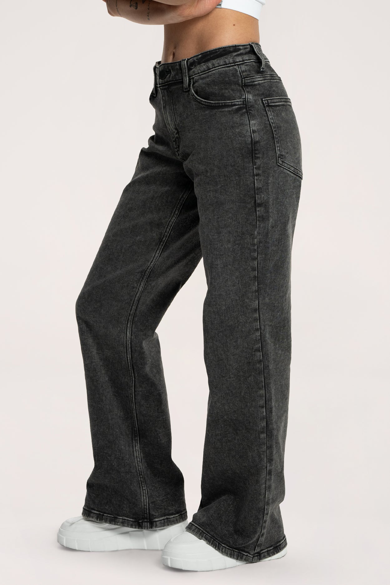 Jeansy wide z niskim stanem grey