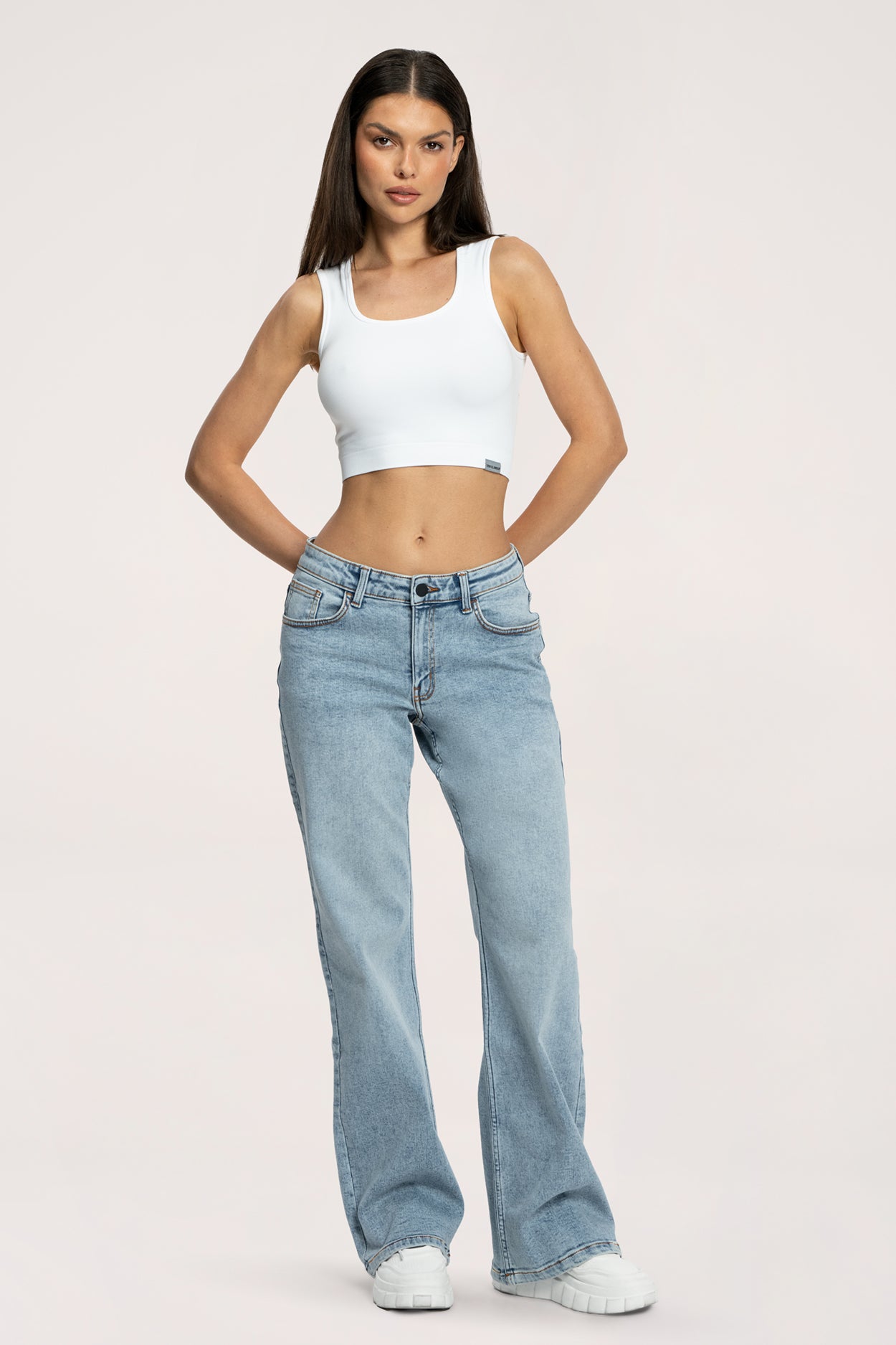 Jeansy wide z niskim stanem light blue long
