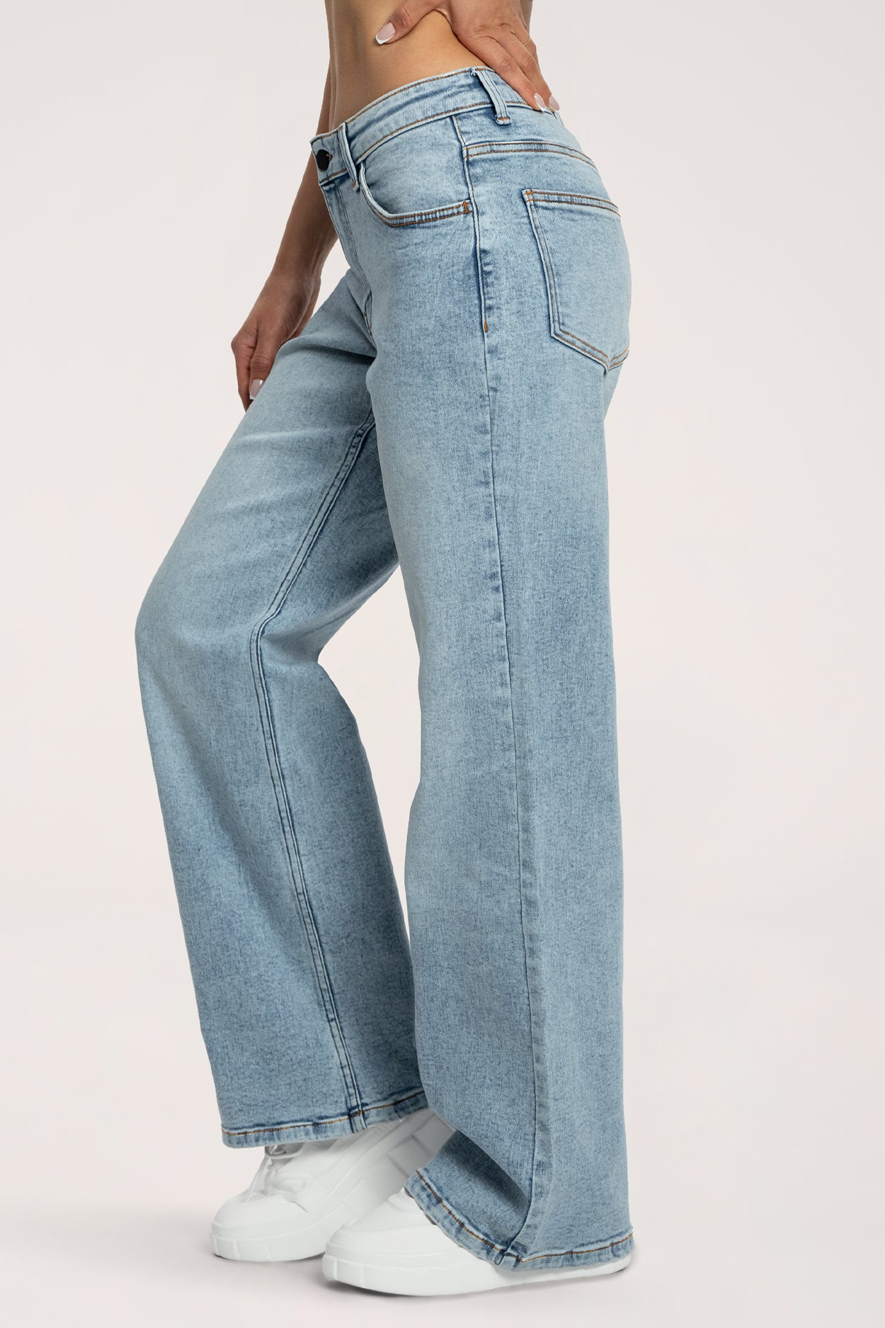 Jeansy wide z niskim stanem light blue long