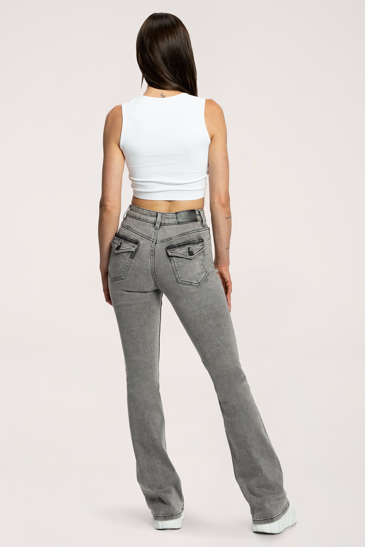 Push up flare jeans light grey