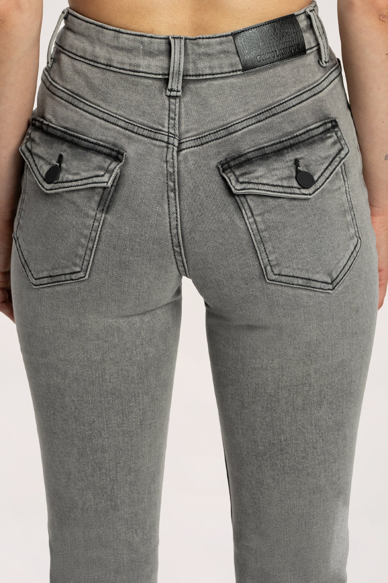 Push up flare jeans light grey
