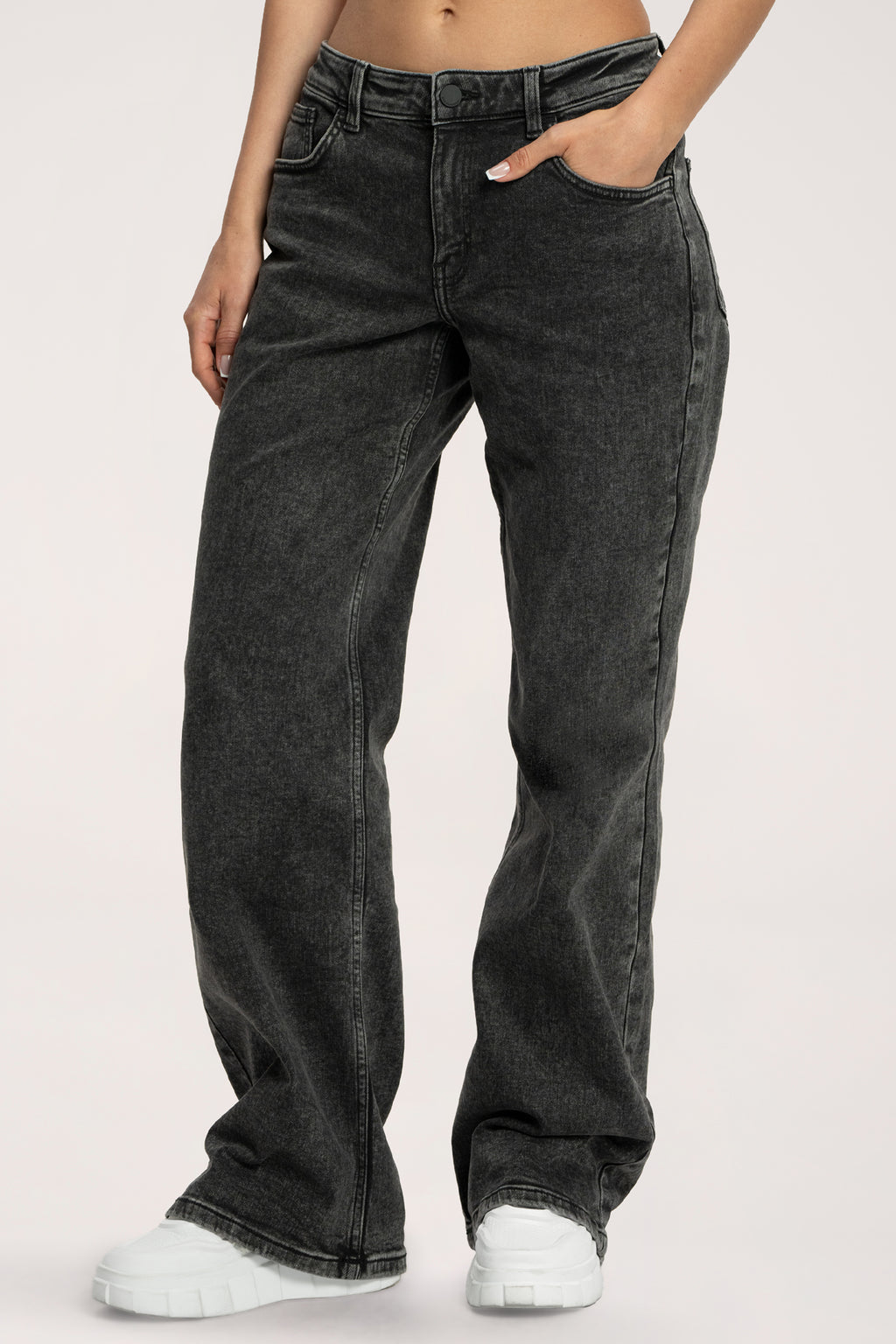 Hüftjeans Wide long grey
