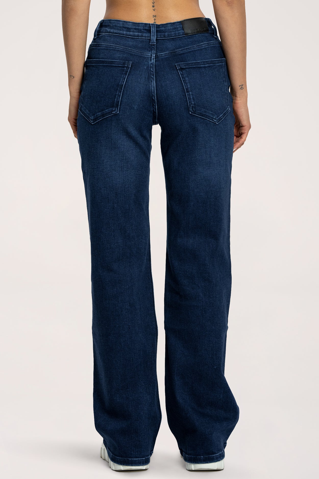 Jeansy wide z niskim stanem navy blue long