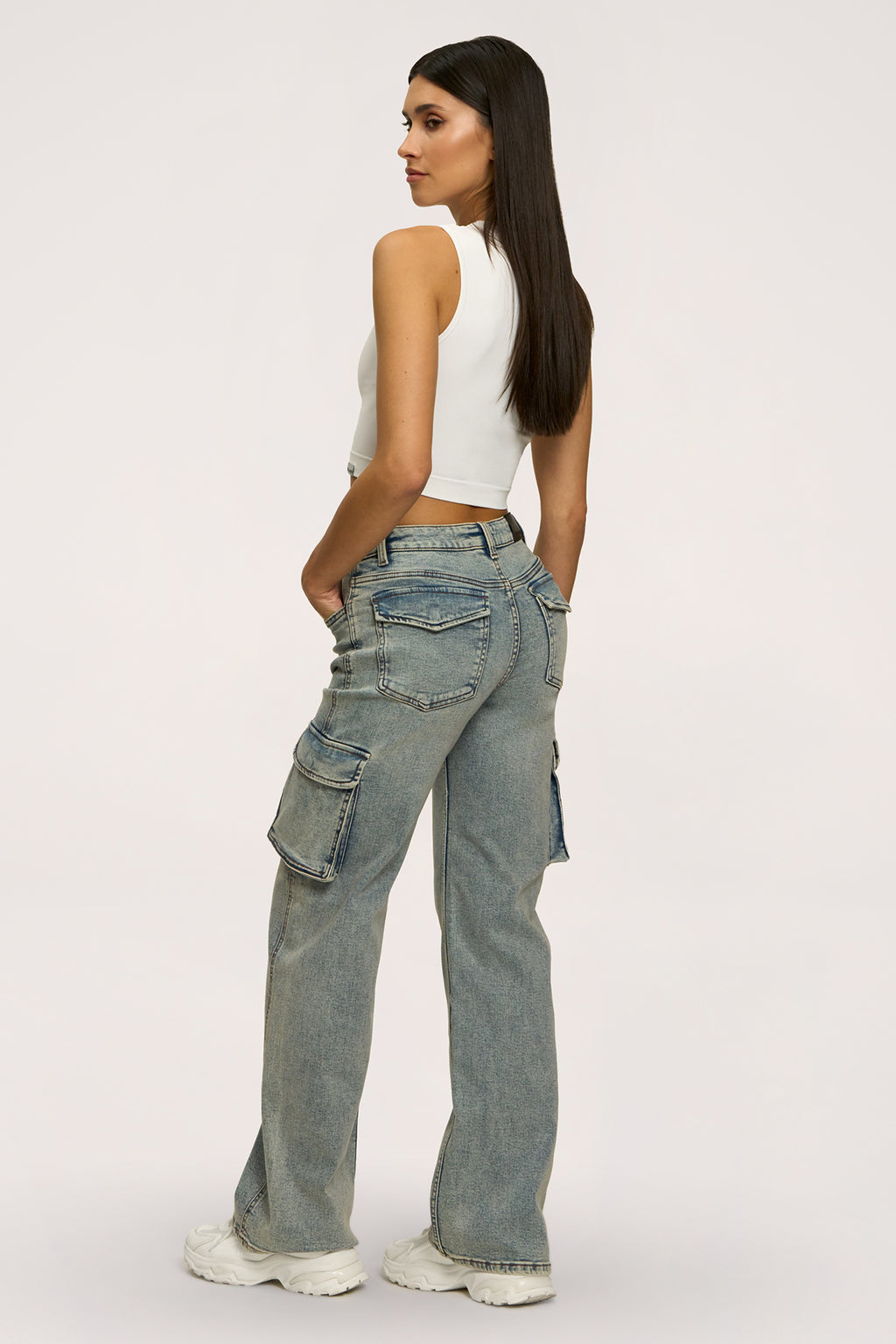Jeansy cargo blue