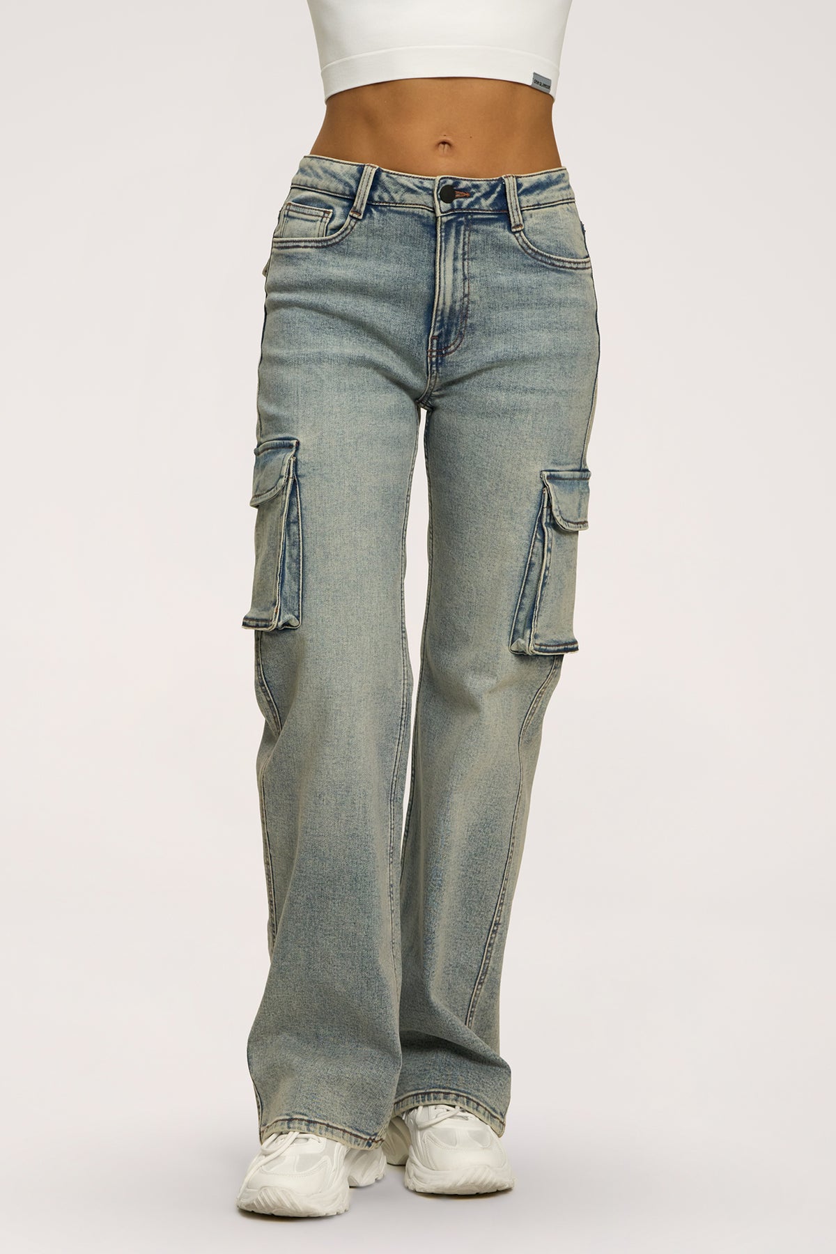 Jeansy cargo blue