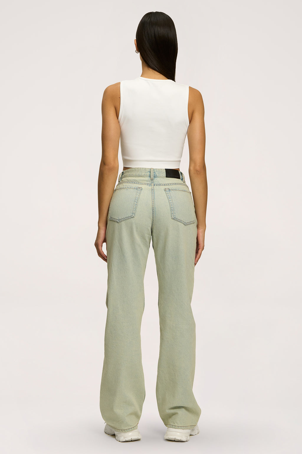 Jeansy wide relaxed light green