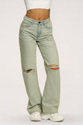 Jeansy wide relaxed light green