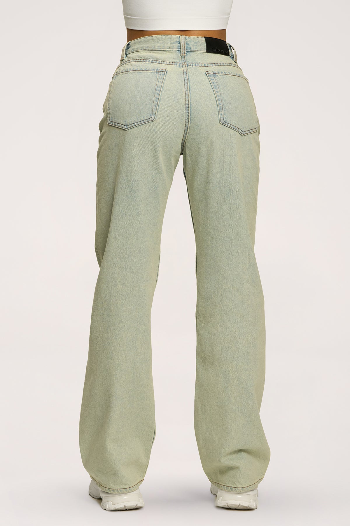 Jeansy wide relaxed light green