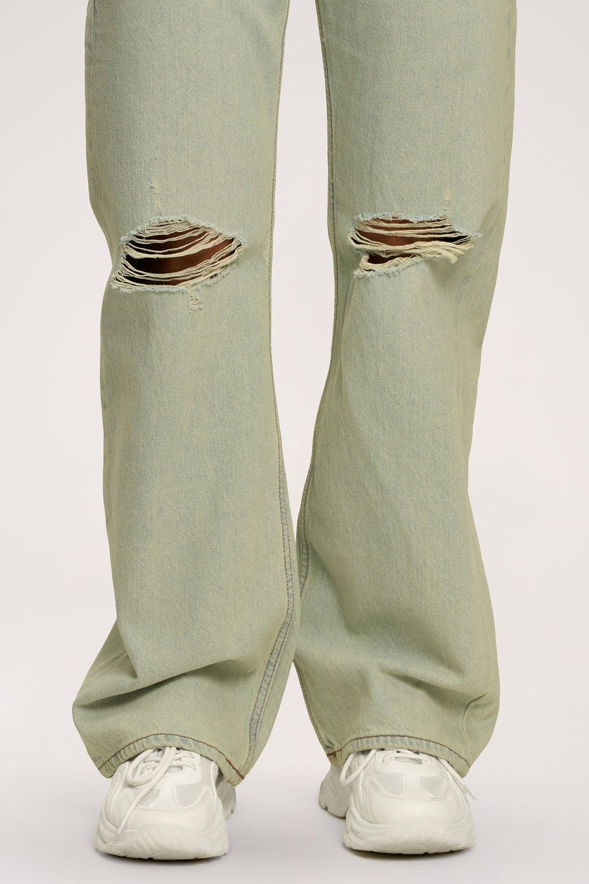 Jeansy wide relaxed light green