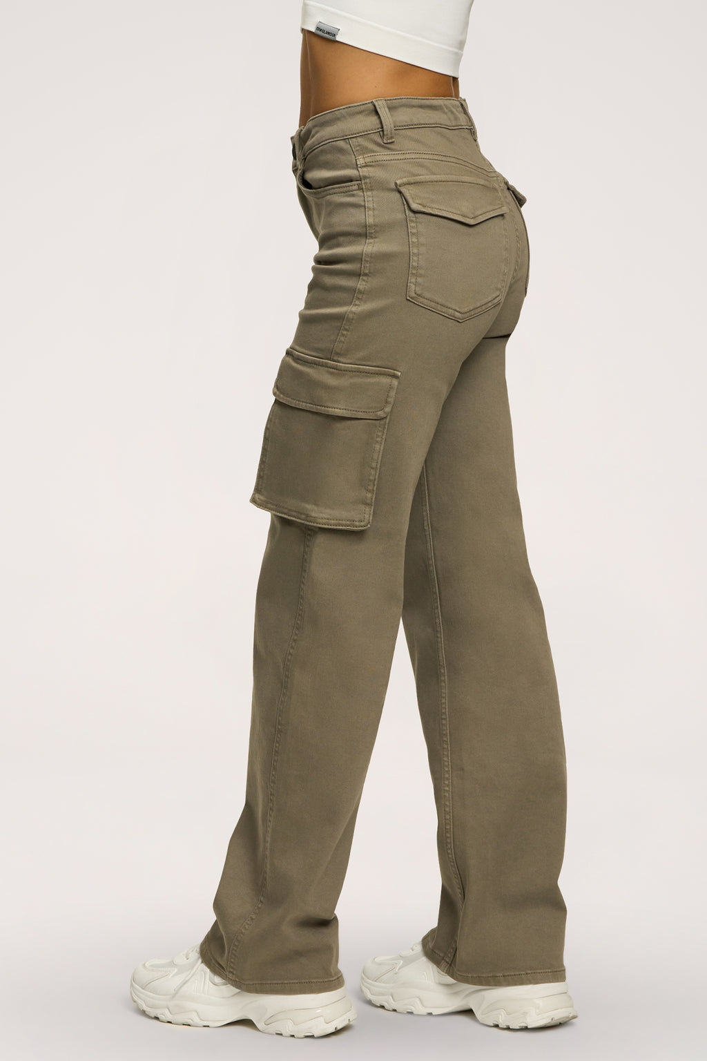 Jeansy cargo green olive
