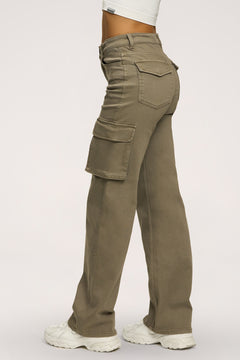 Jeansy cargo green olive