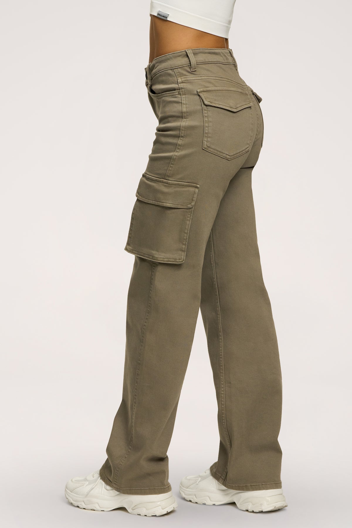Jeansy cargo green olive