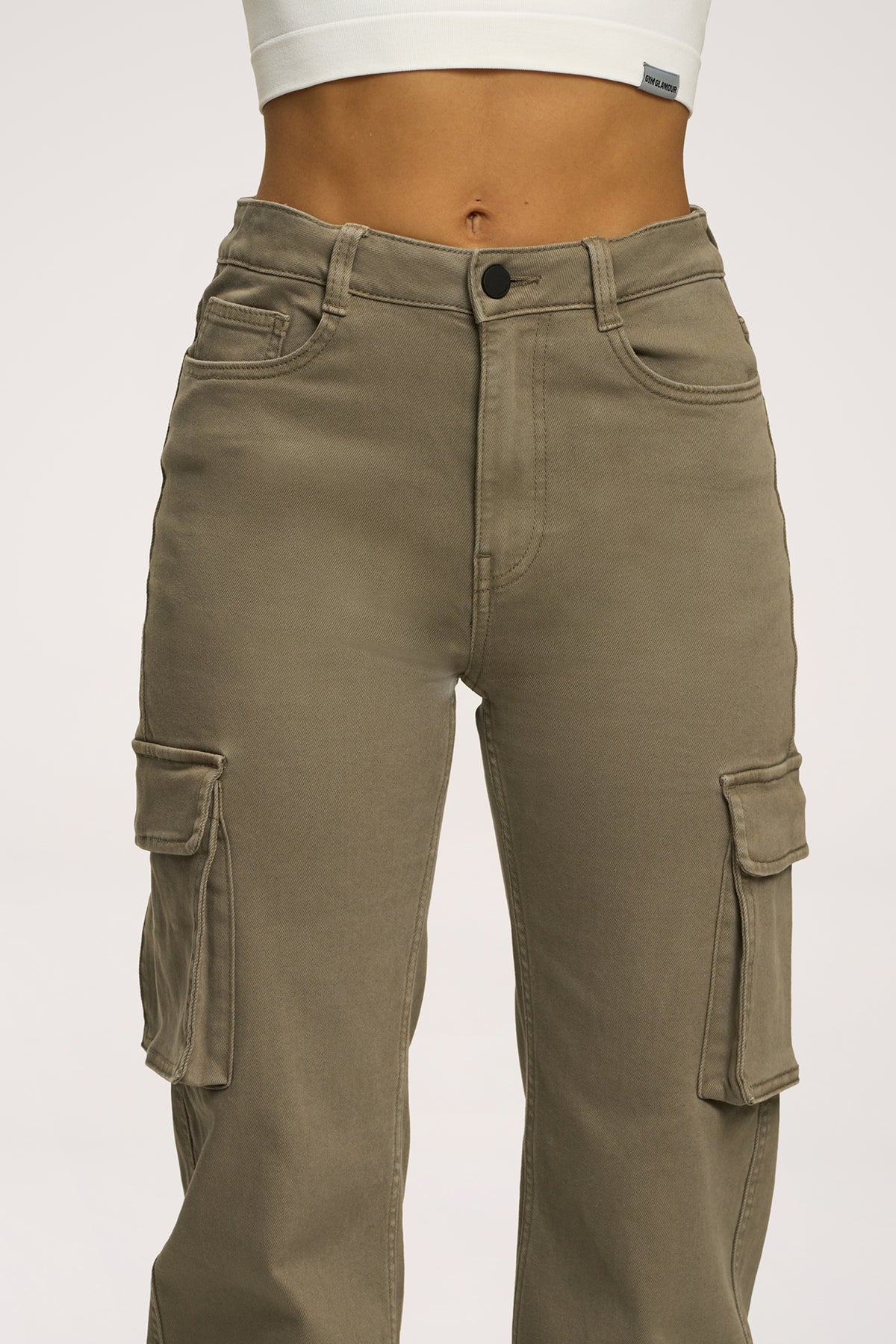 Jeansy cargo green olive