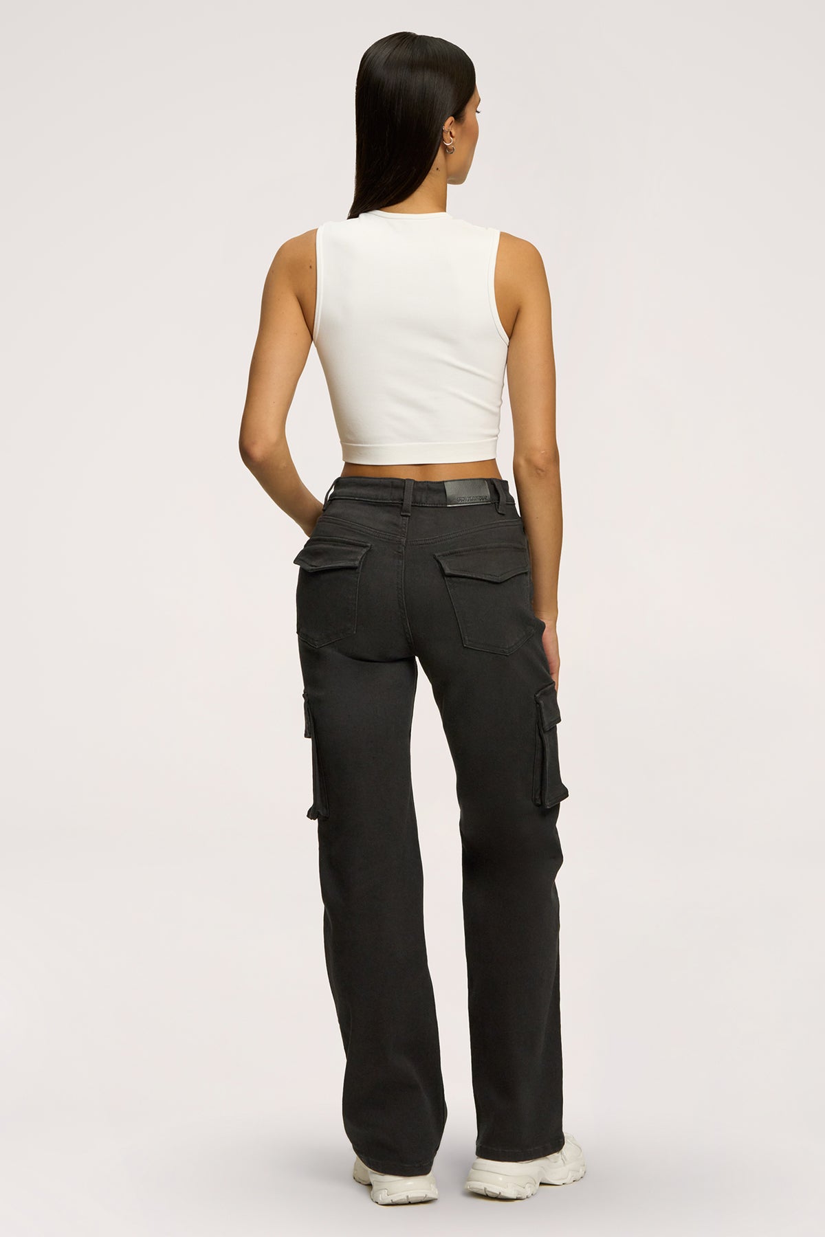 Jeansy cargo black