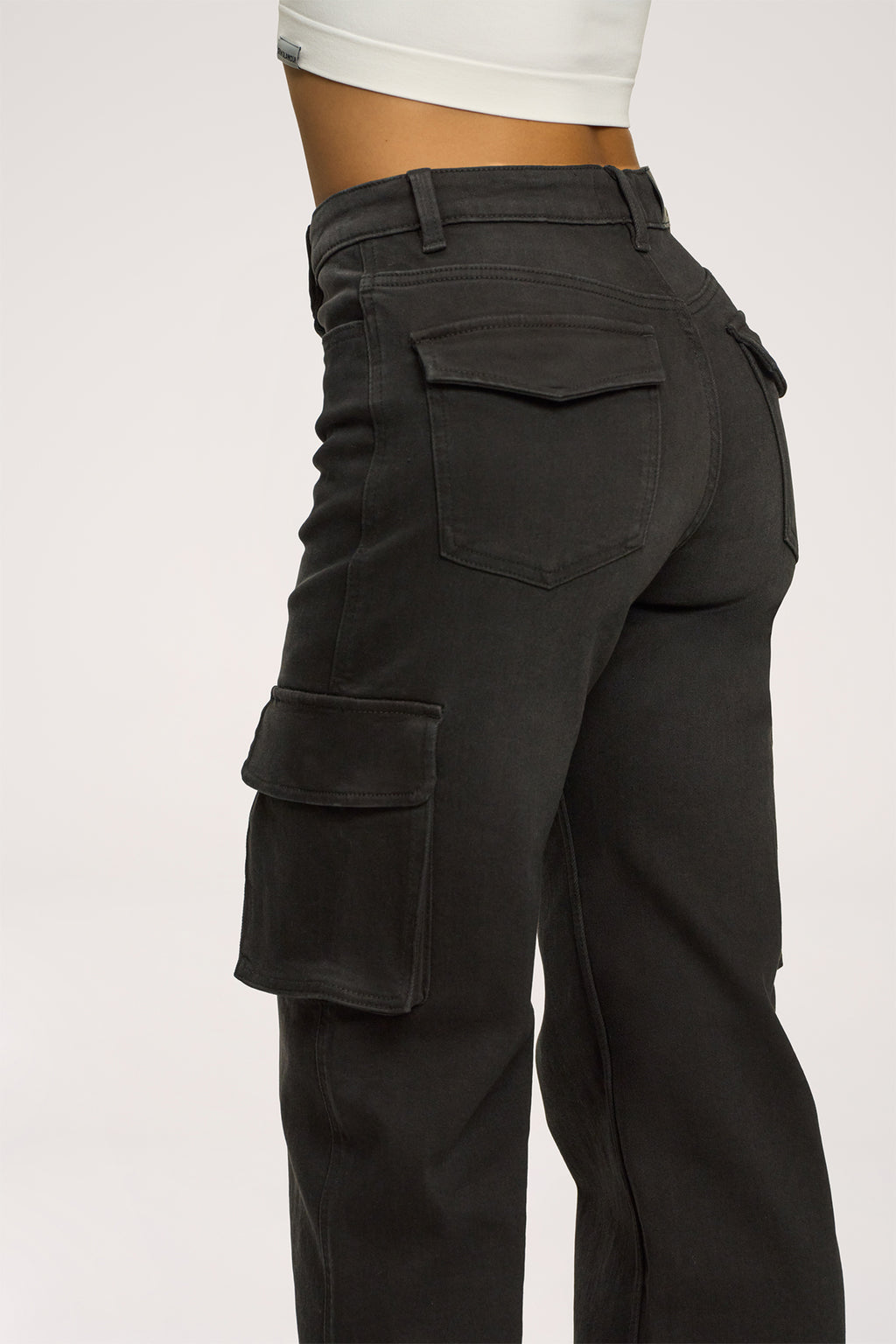 Jeansy cargo black