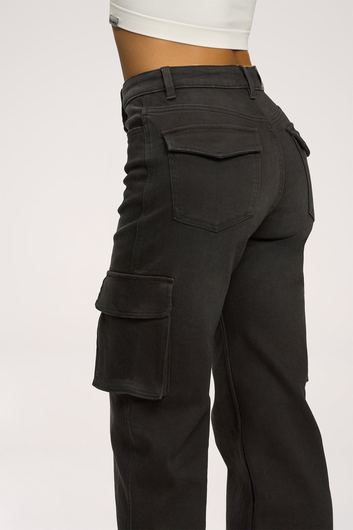 Jeansy cargo black