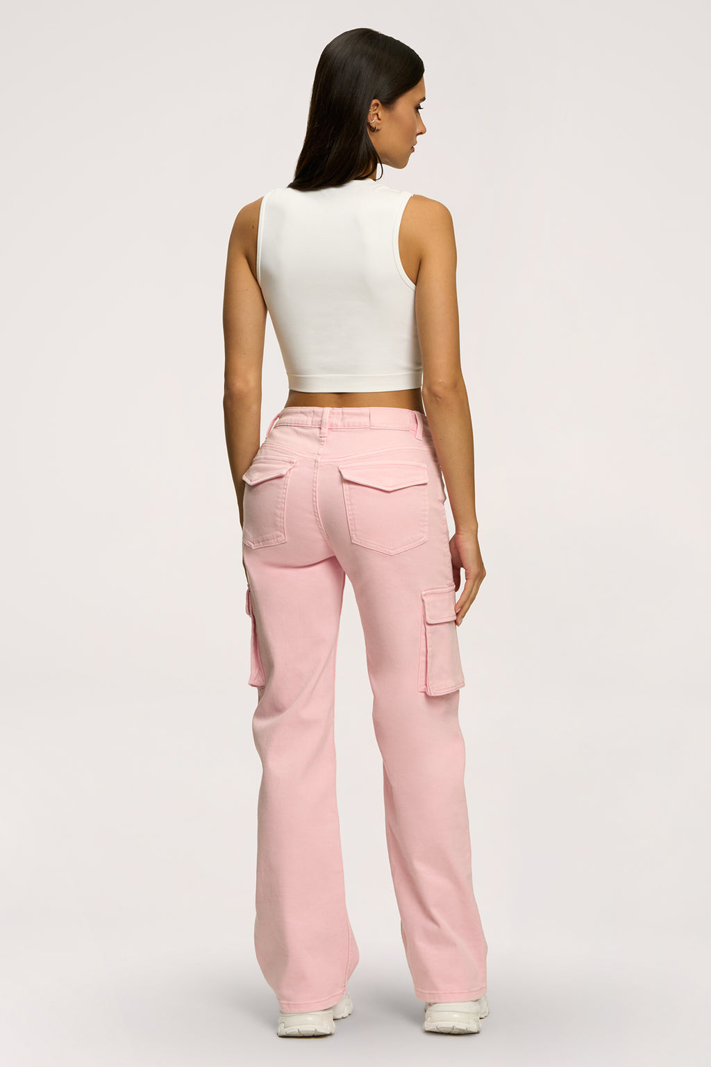 Jeansy cargo light pink