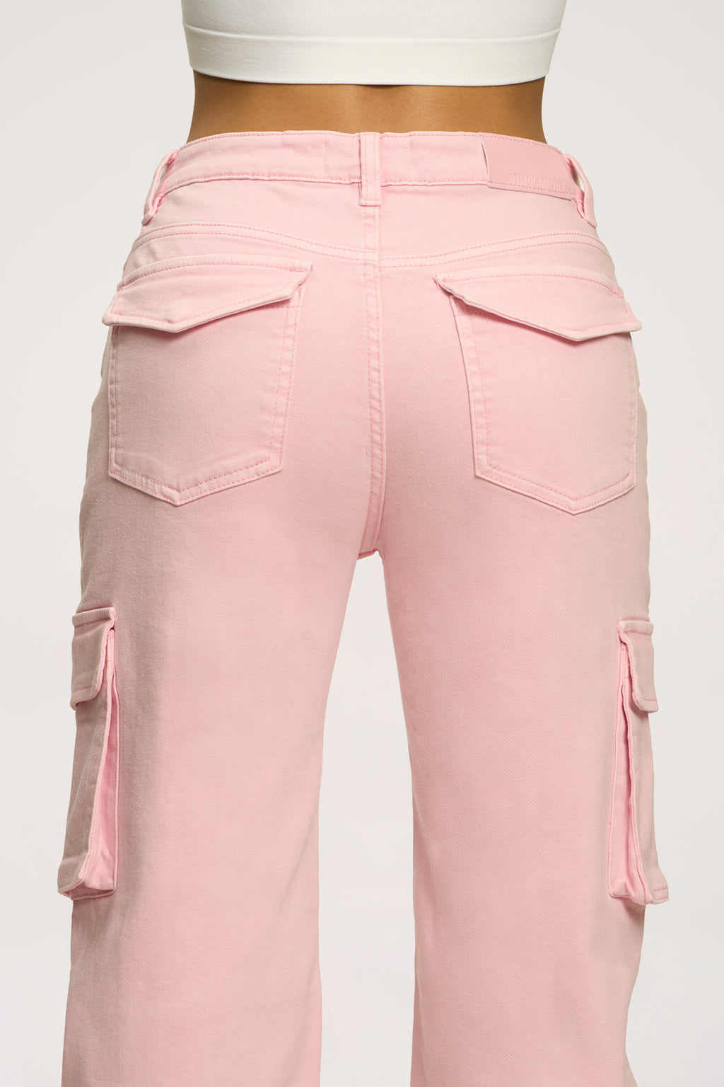 Jeansy cargo light pink