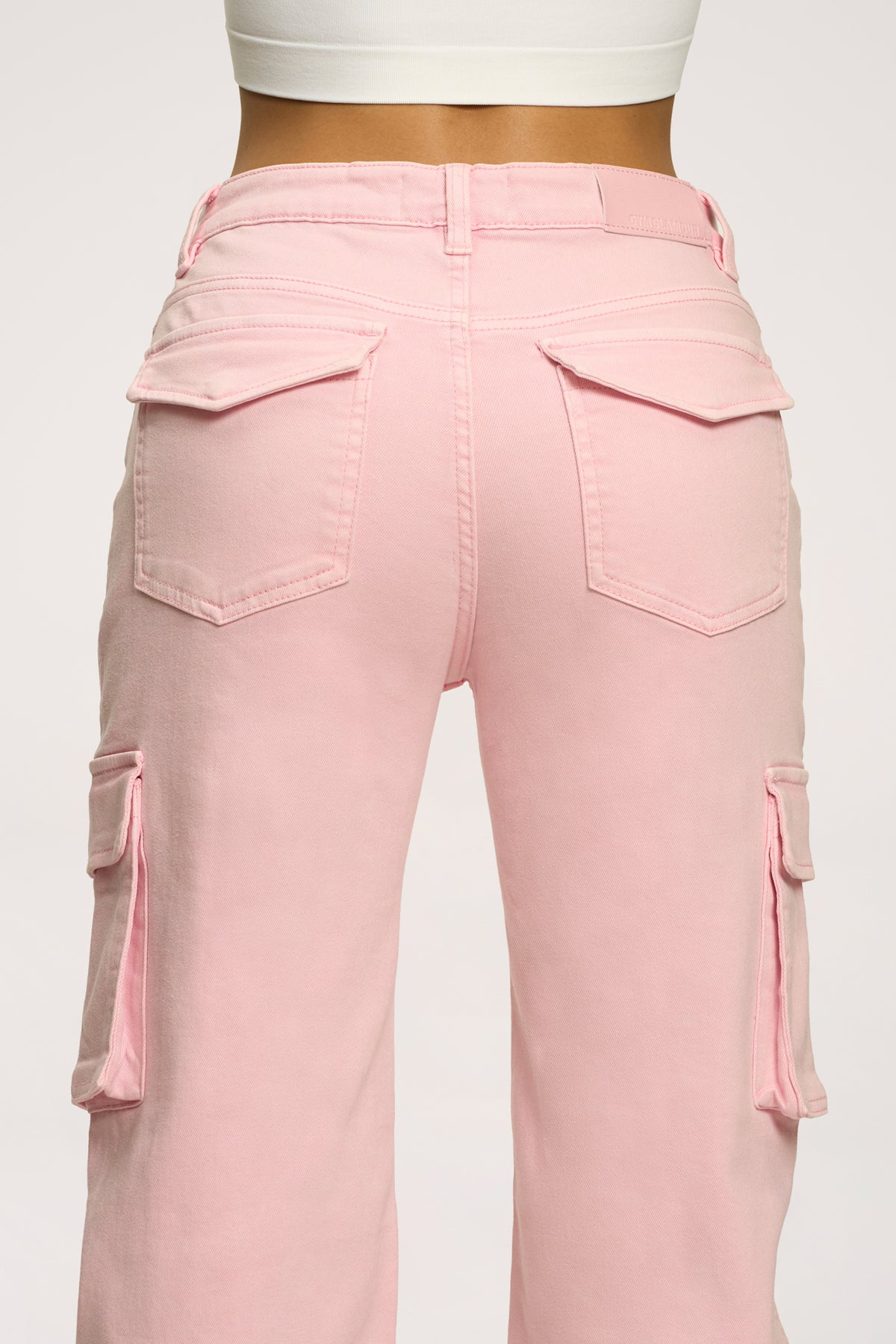 Jeansy cargo light pink