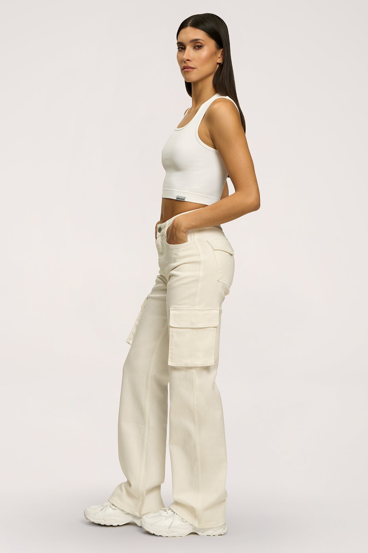 Jeansy cargo off white