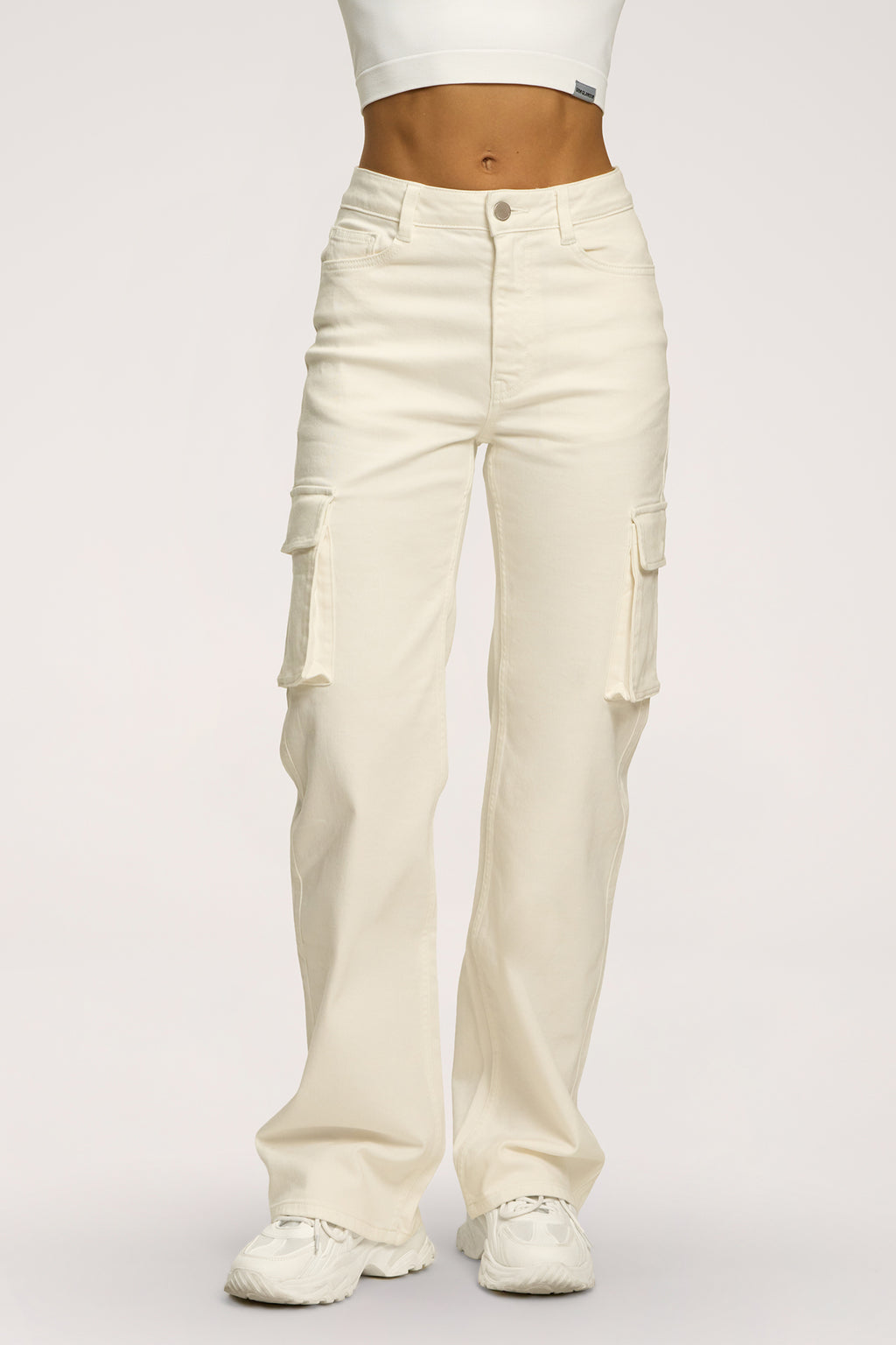 Jeansy cargo off white