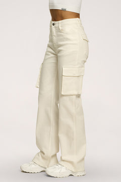 Jeansy cargo off white