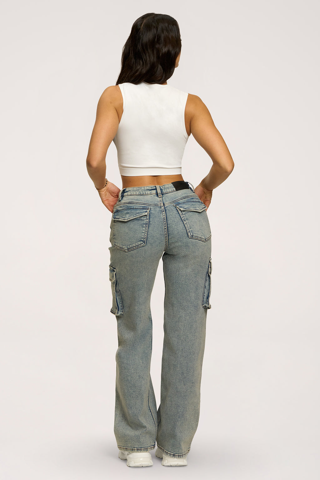 Jeansy cargo blue