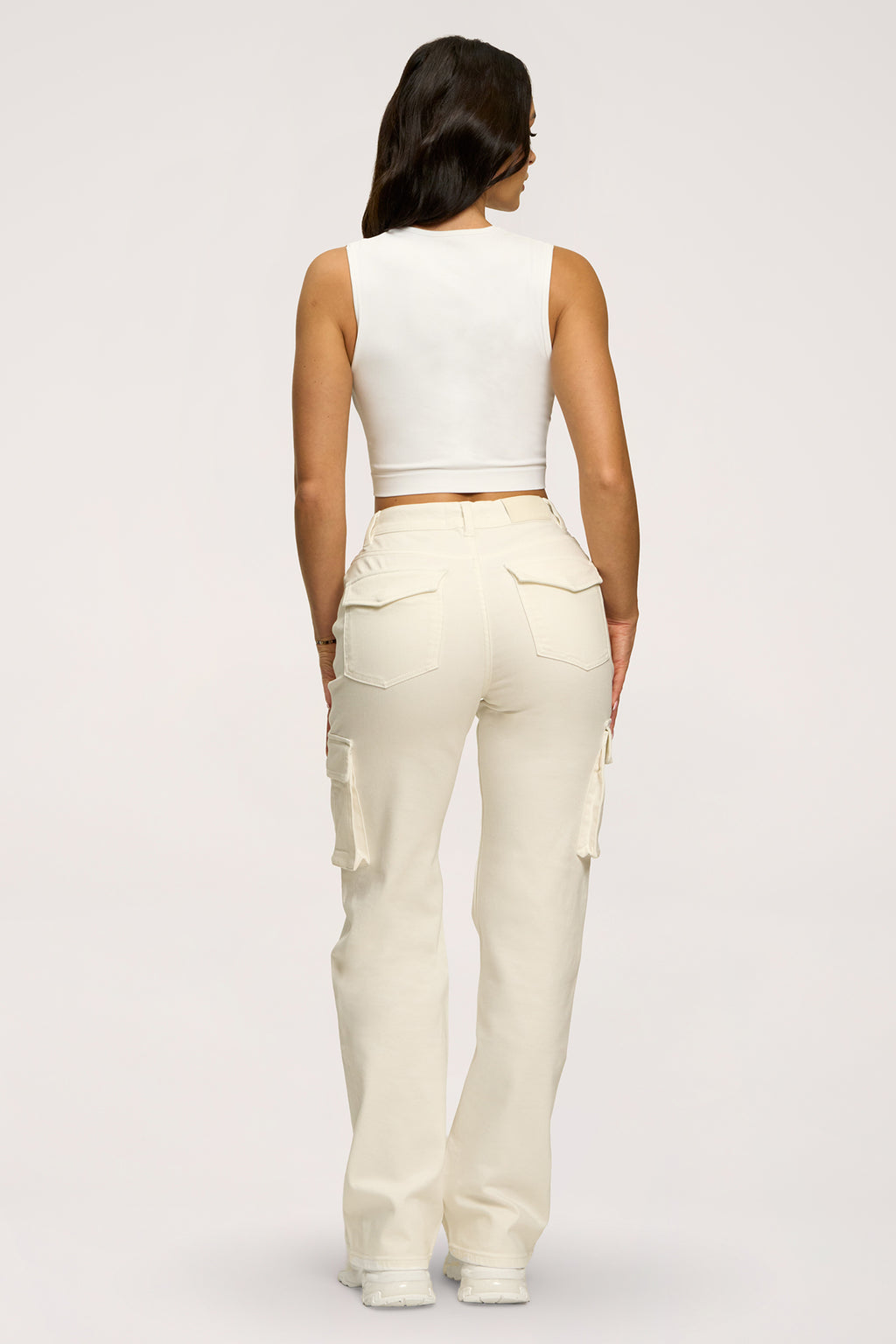 Jeansy cargo off white