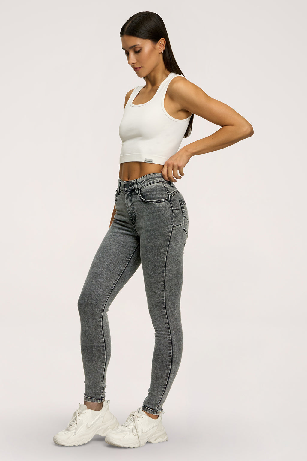 Jeansy skinny perfect slim light grey
