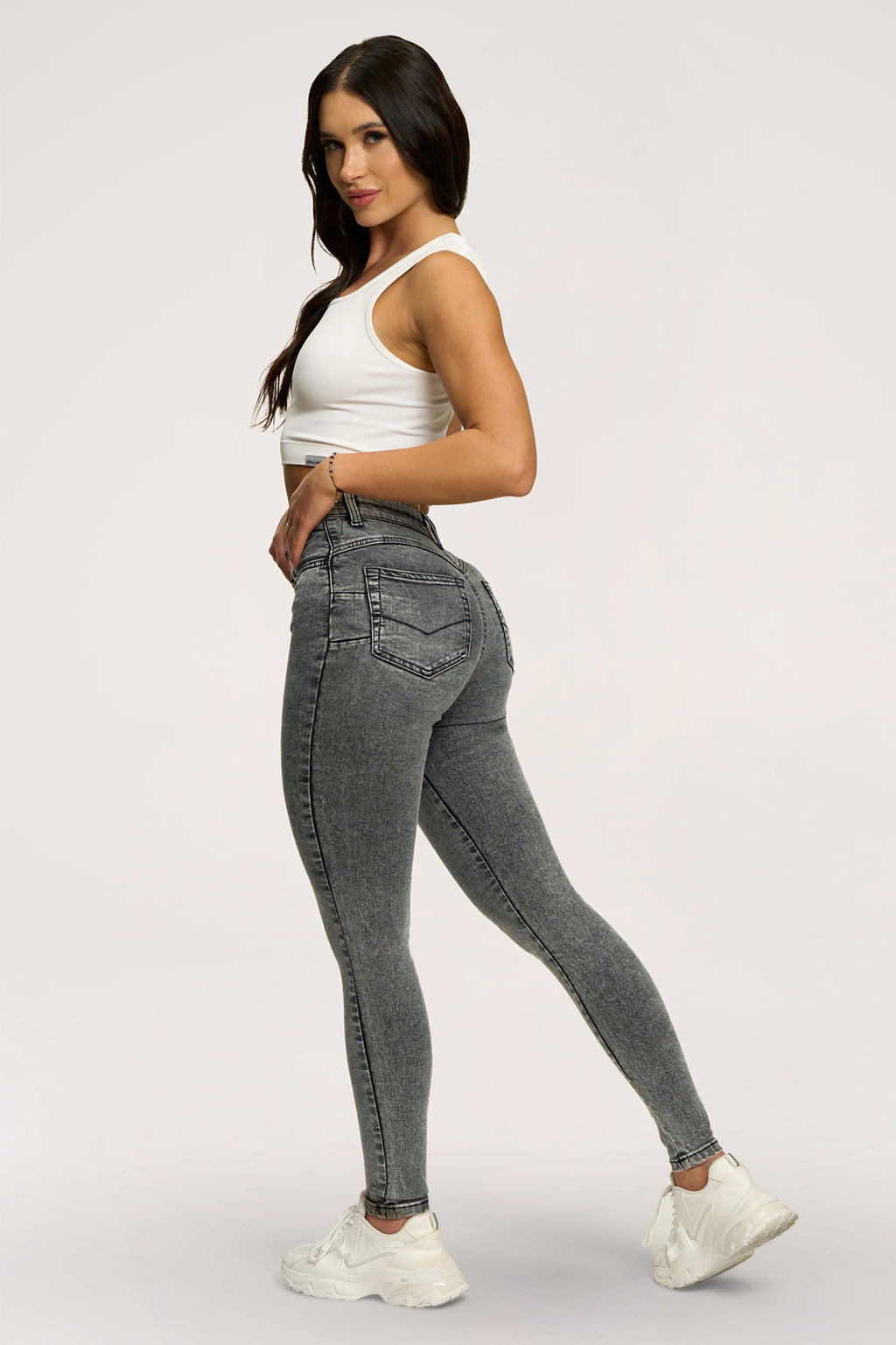 Jeansy skinny perfect slim light grey