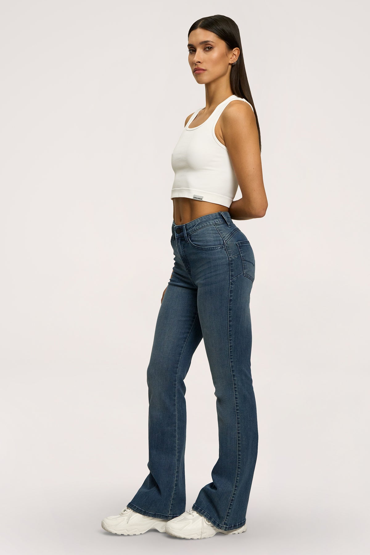 Jeansy dzwony perfect slim navy blue