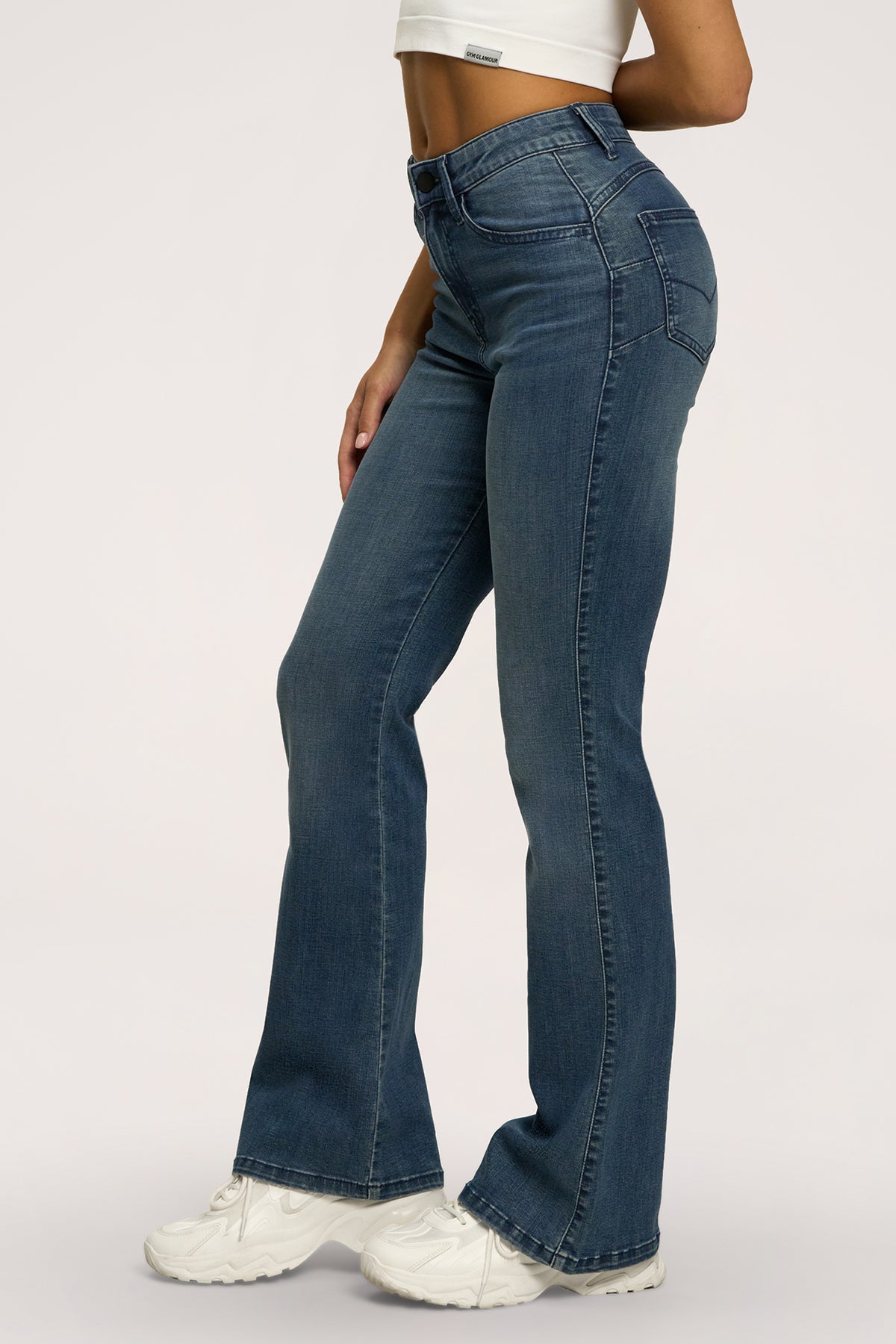 Jeansy dzwony perfect slim navy blue
