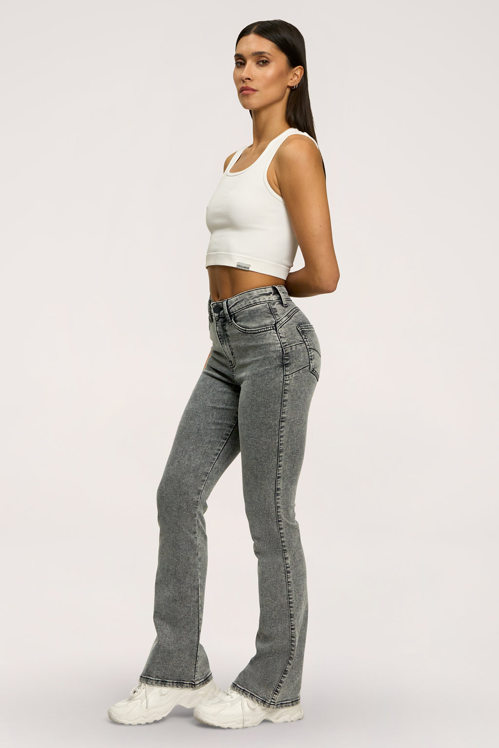 Jeansy dzwony perfect slim grey