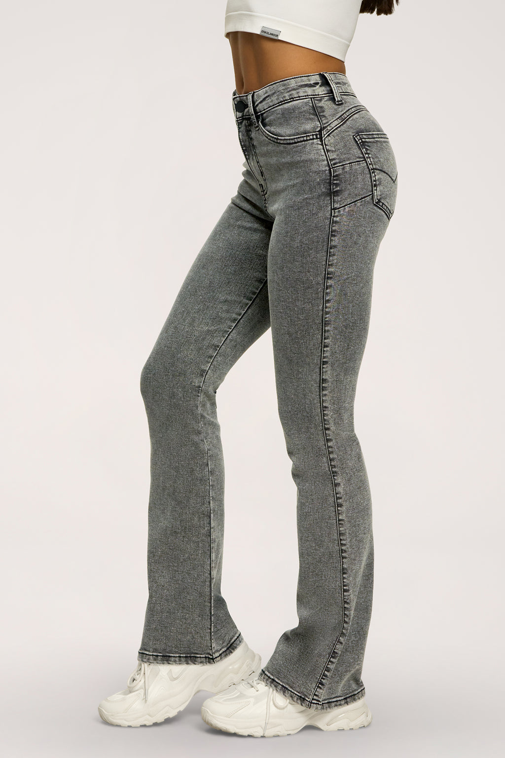 Jeansy dzwony perfect slim grey