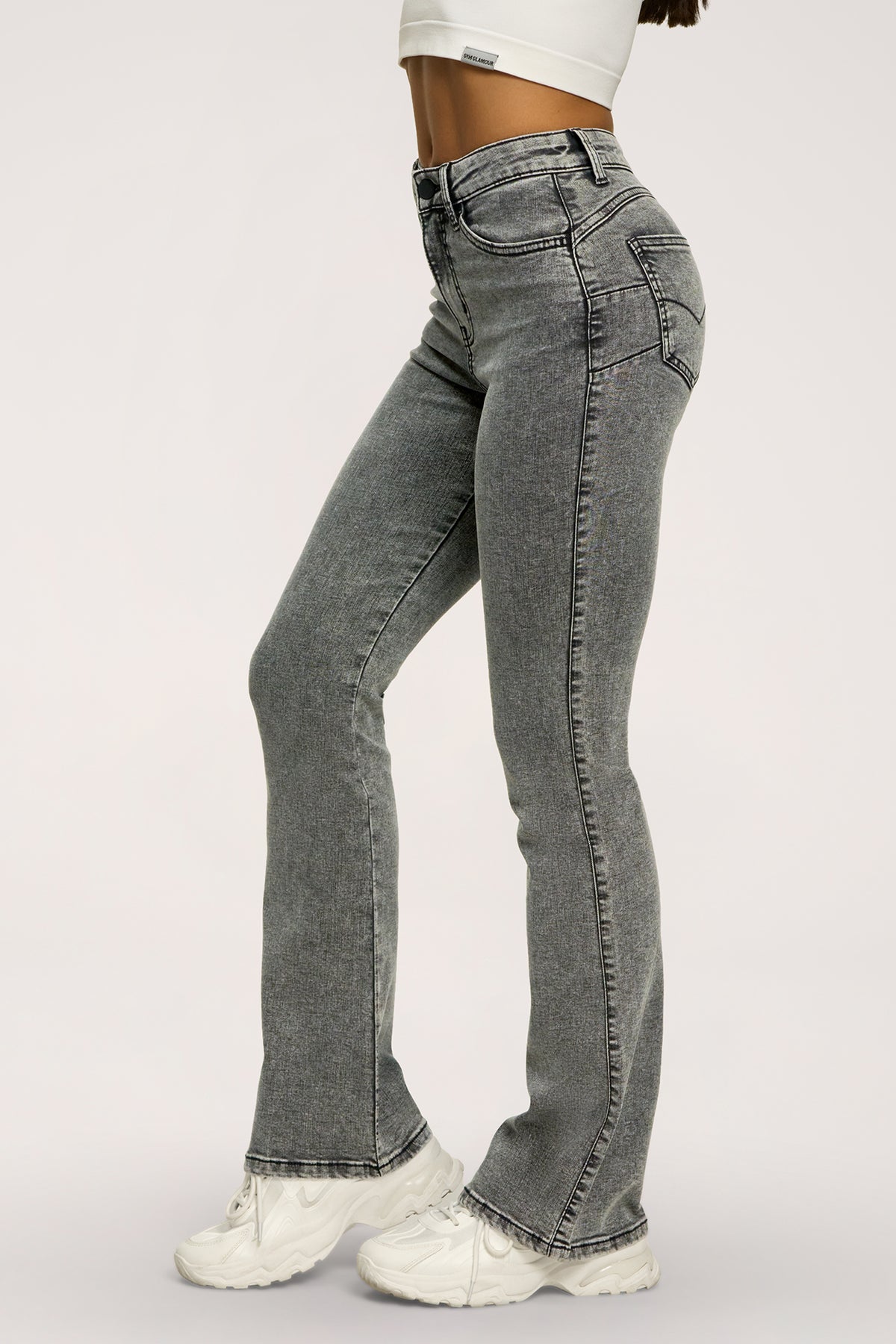 Jeansy dzwony perfect slim grey