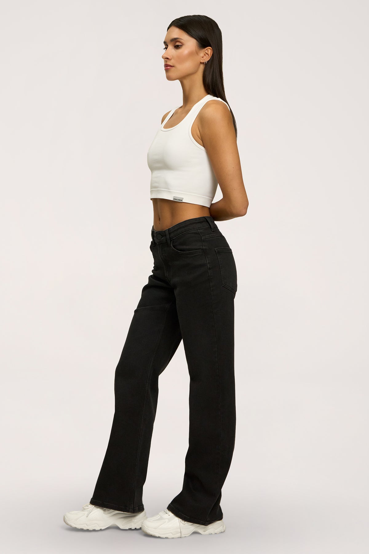 Jeansy wide z niskim stanem black