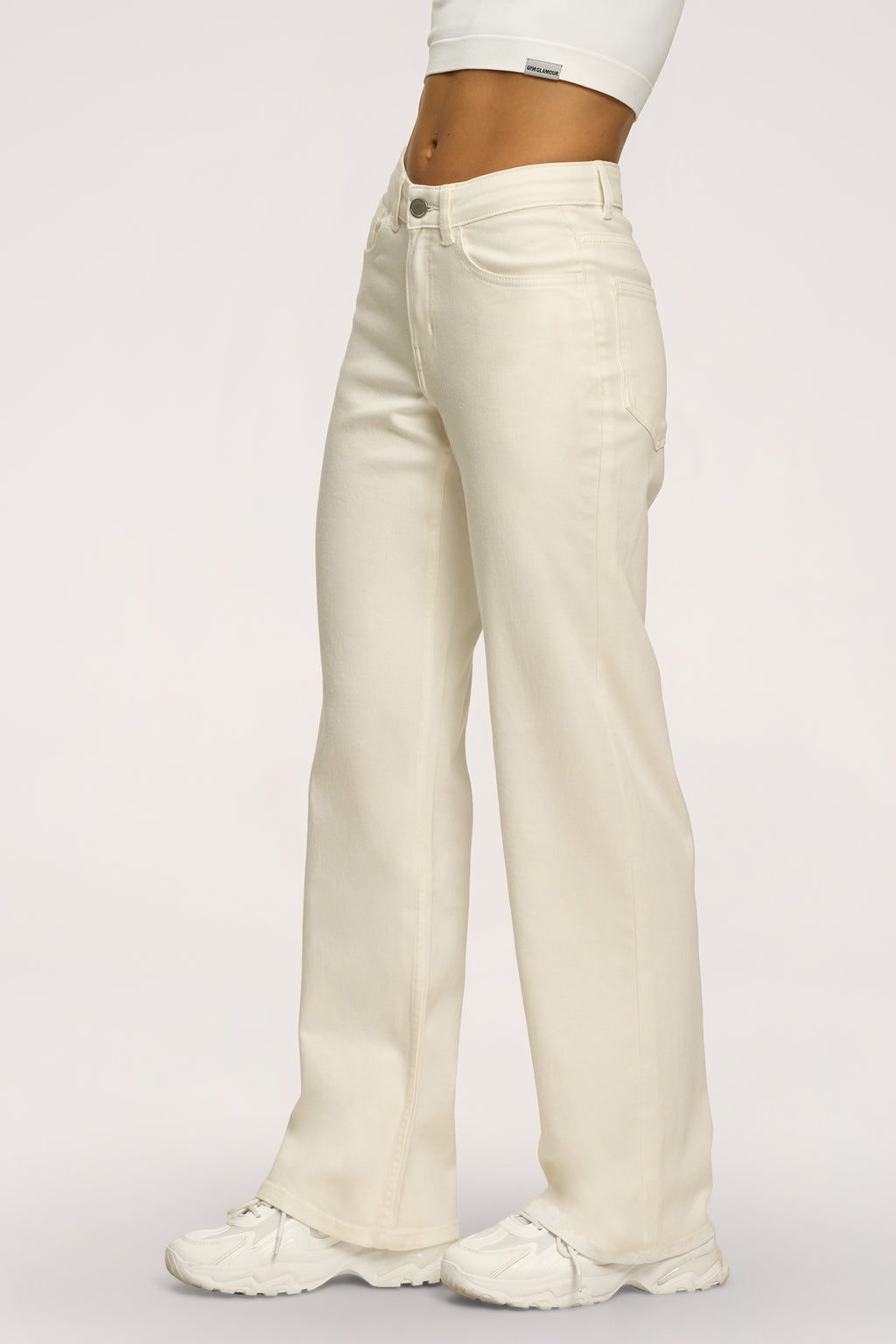 Jeansy wide z niskim stanem off white