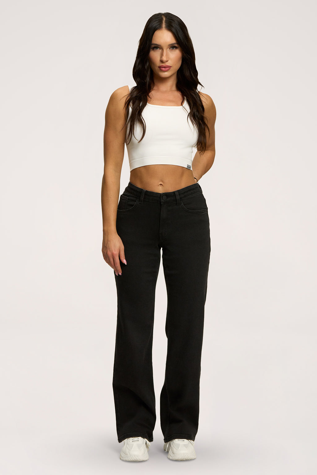 Jeansy wide z niskim stanem black