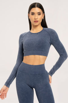 Rashguard stone washed modrý