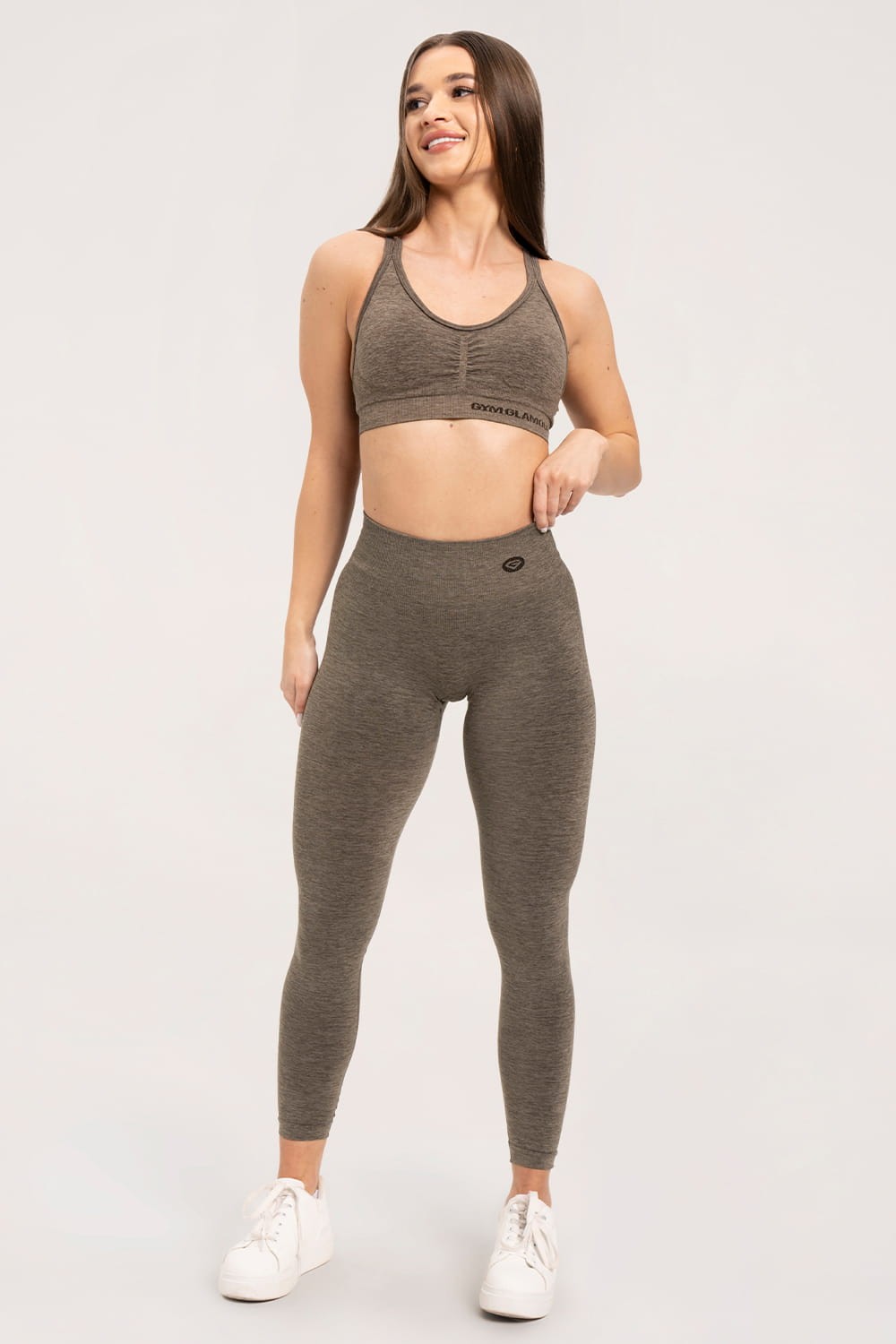 Leginsy seamless deep push up espresso
