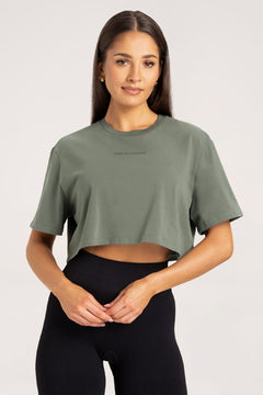 Tričko boxy dusty green