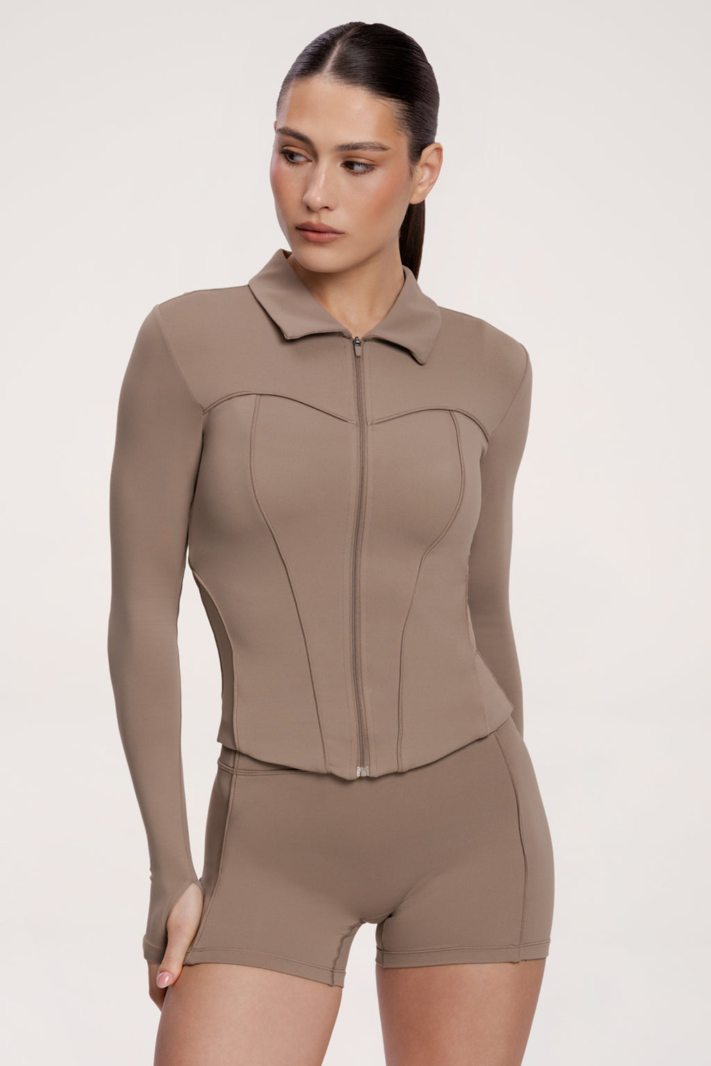 Bluza rozpinana pilates era warm beige