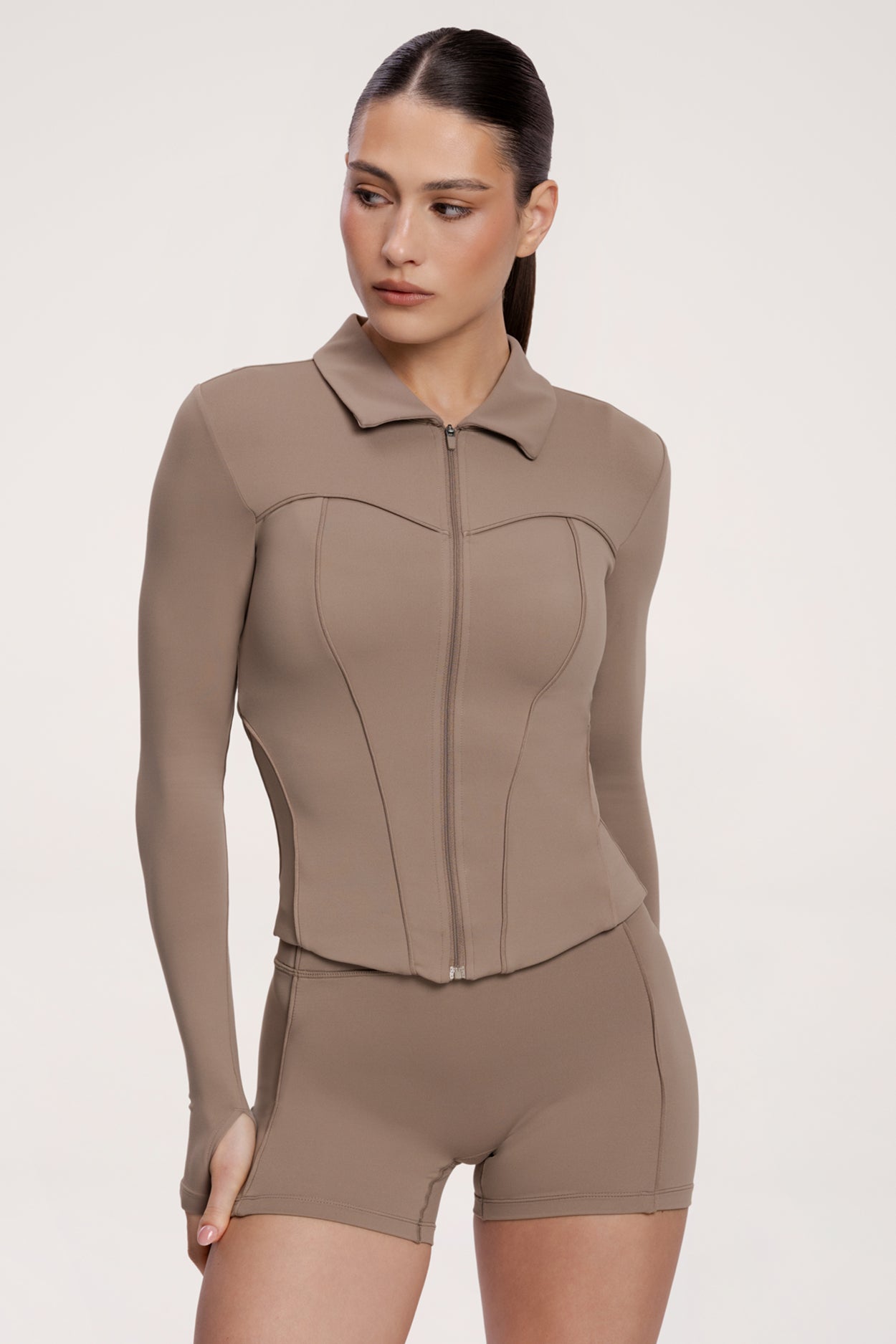 Bluza rozpinana pilates era warm beige