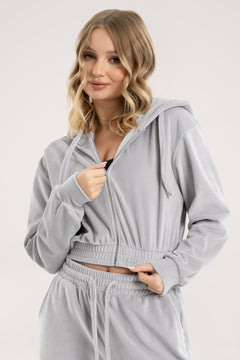 Mikina na zip Velour light grey