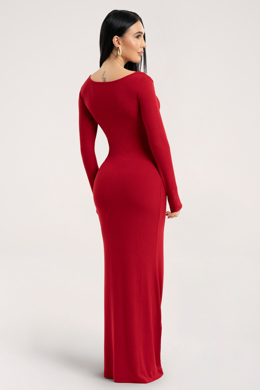 Sukienka flexi maxi z długim rękawem red