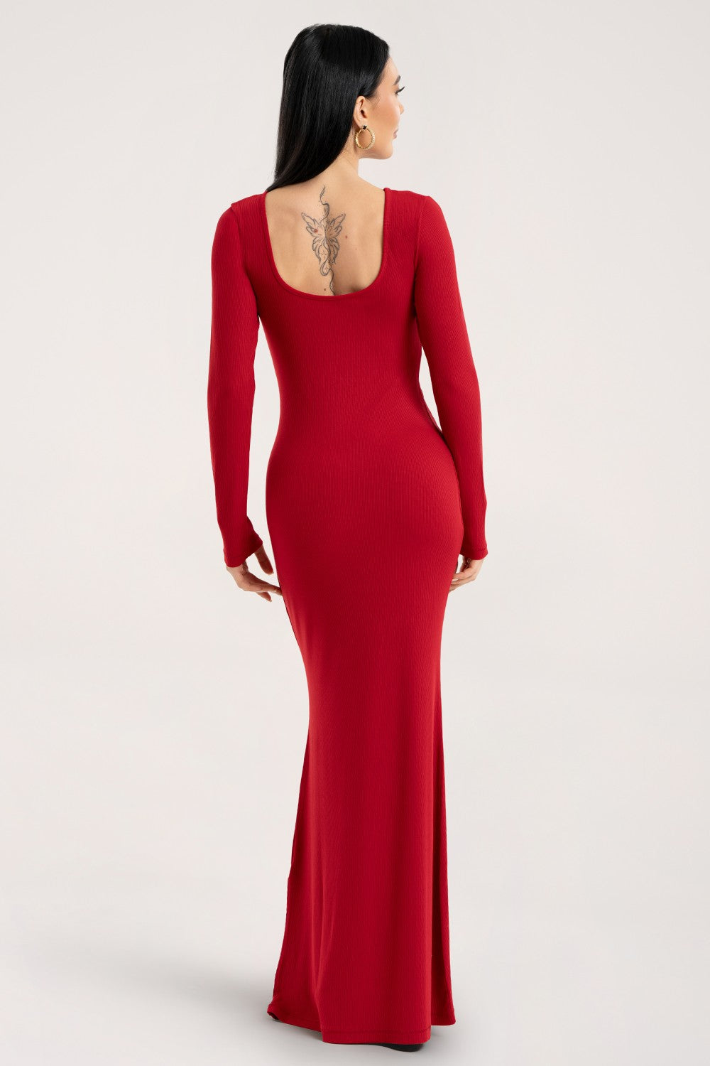 Sukienka flexi maxi z długim rękawem red