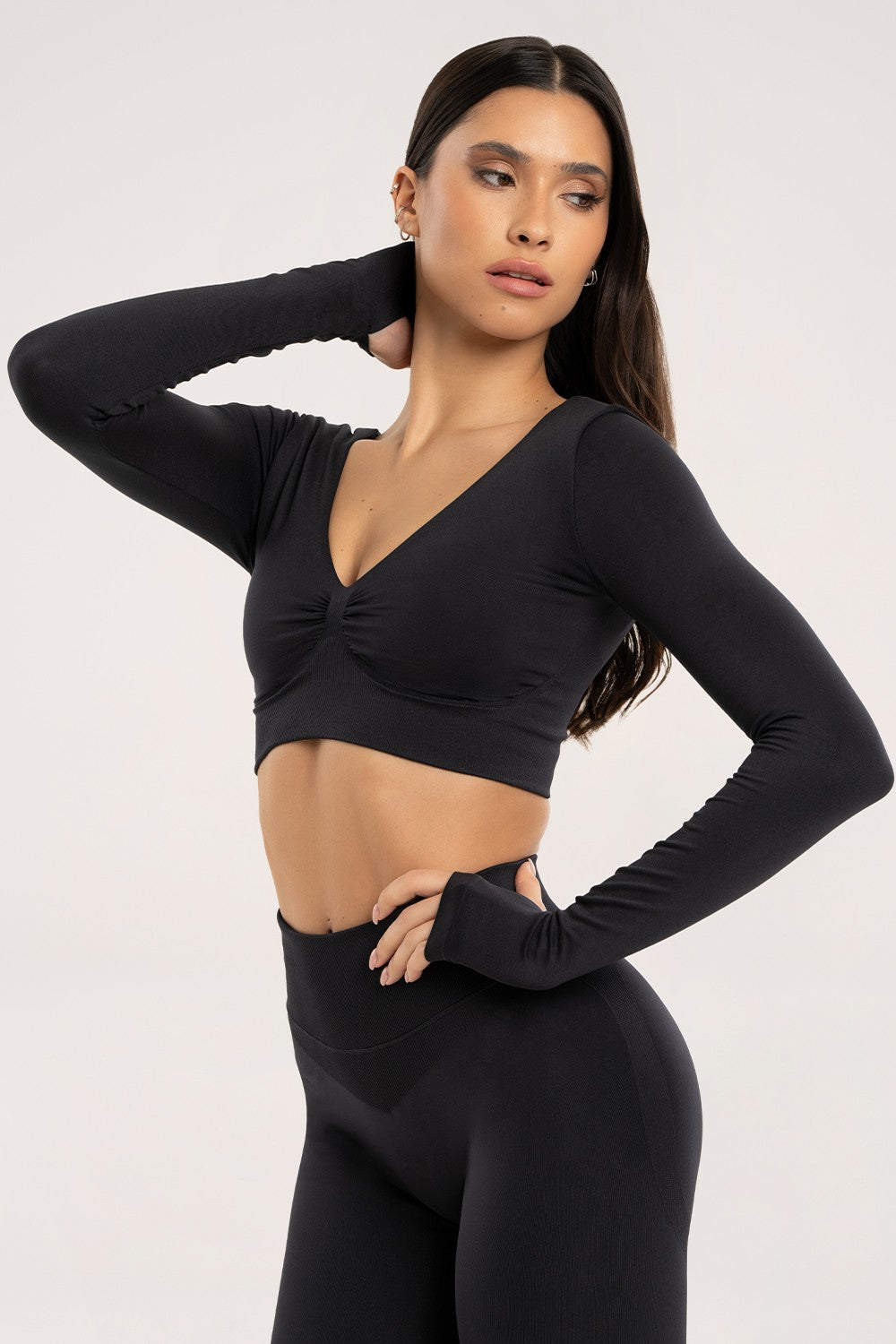Longsleeve z odkrytymi plecami czarny