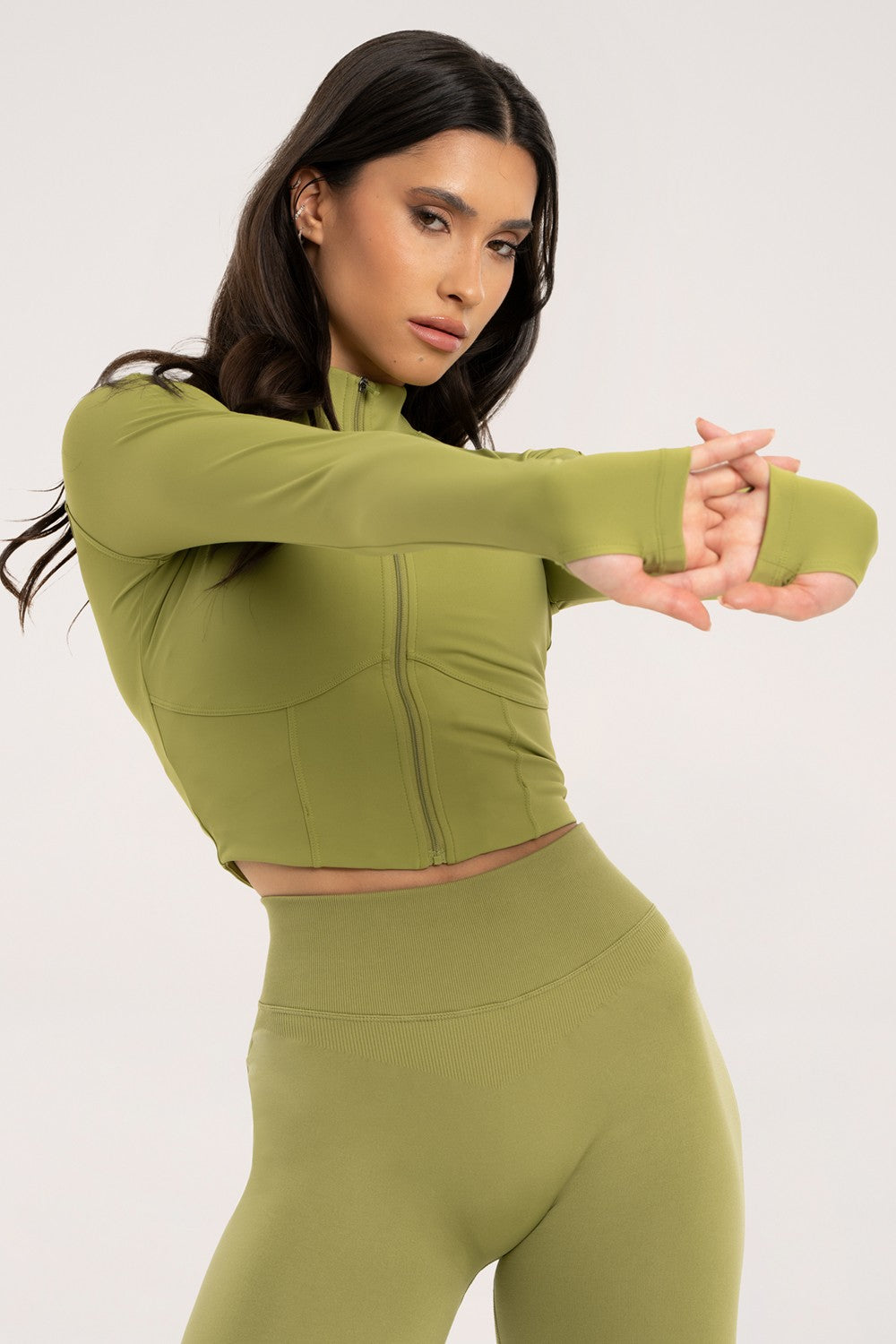 Bluza rozpinana "gorset" matcha