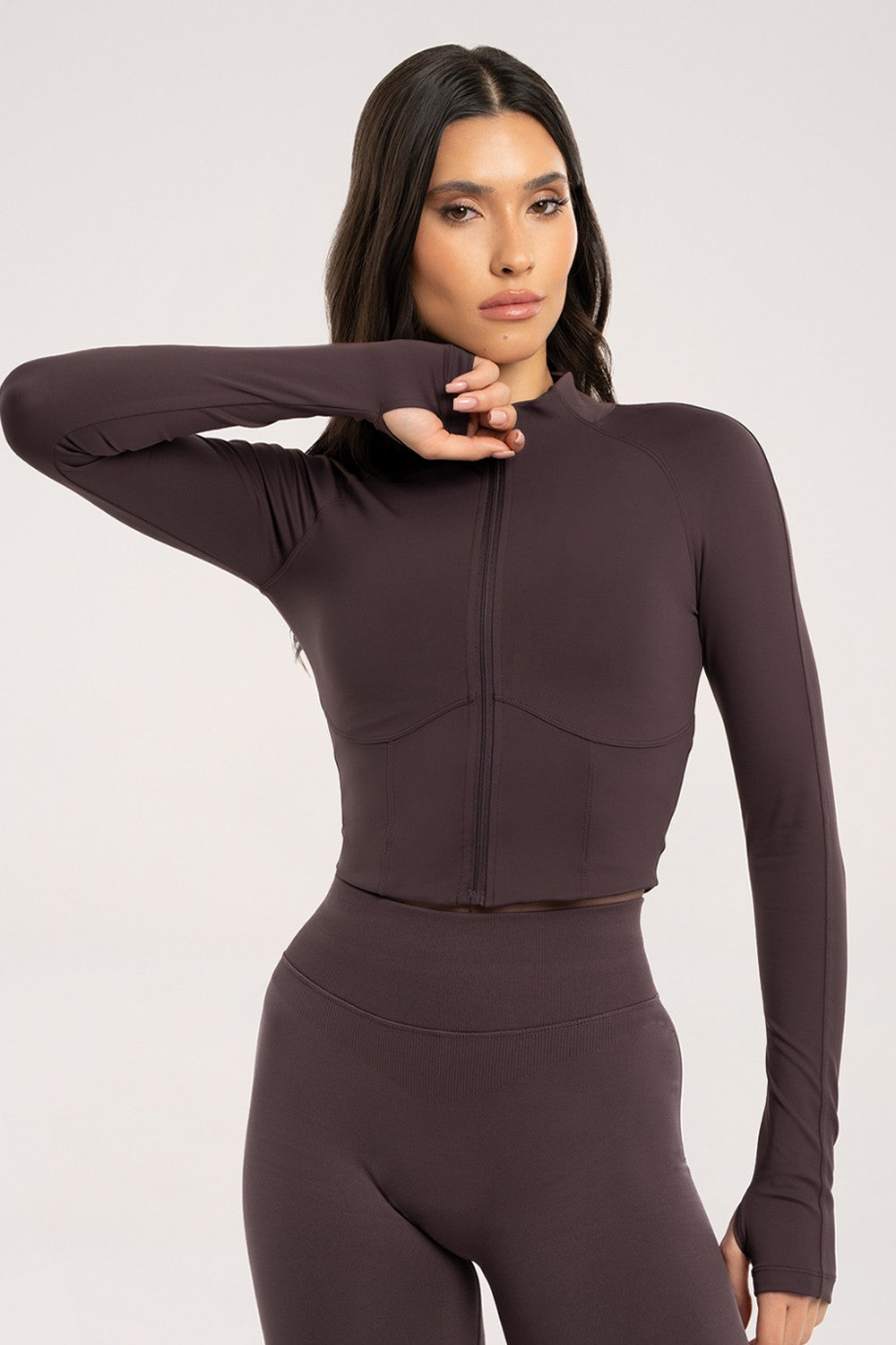 Bluza rozpinana "gorset" cacao